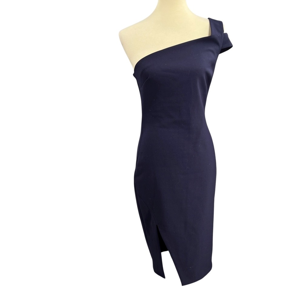 Likely Navy Blue One Shoulder Sheath Dress with Slit Size 6